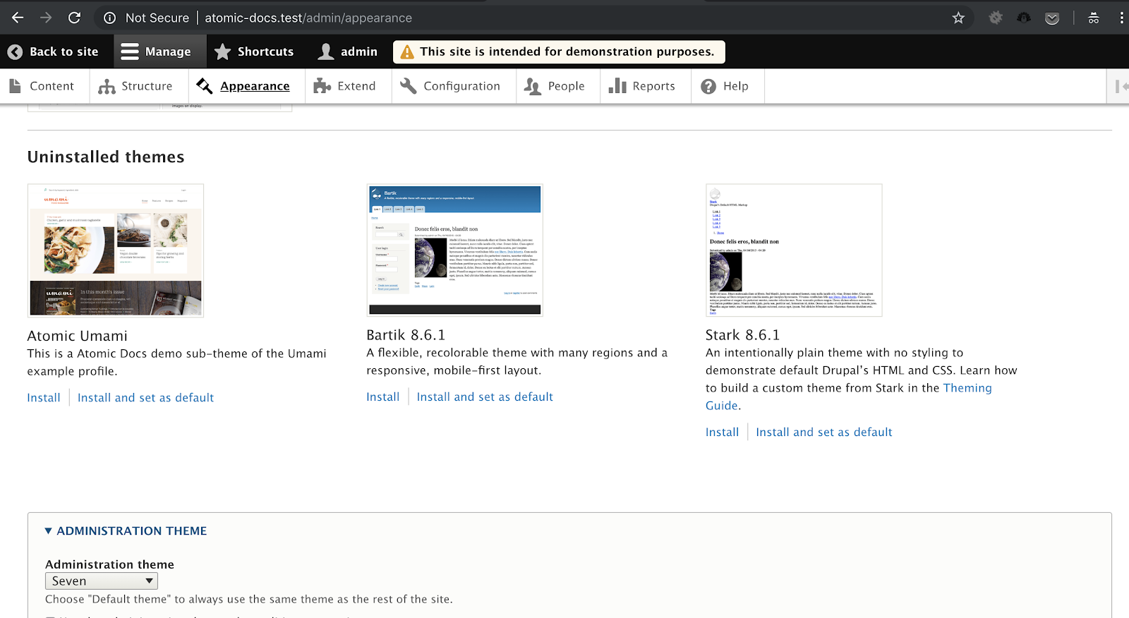 Screenshot of themes