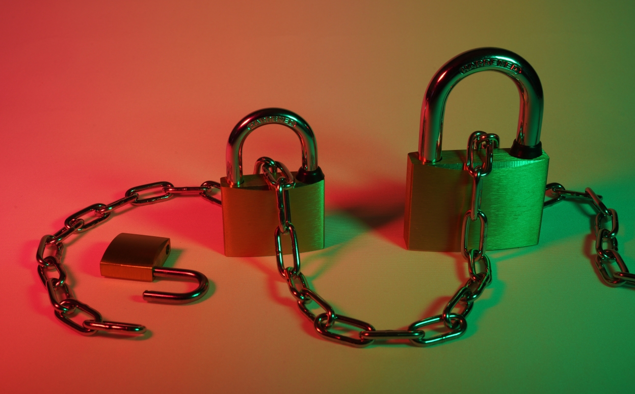 Three locks with chains