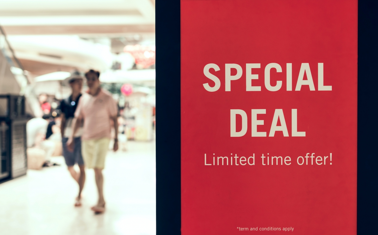 Special Deal Poster in a mall