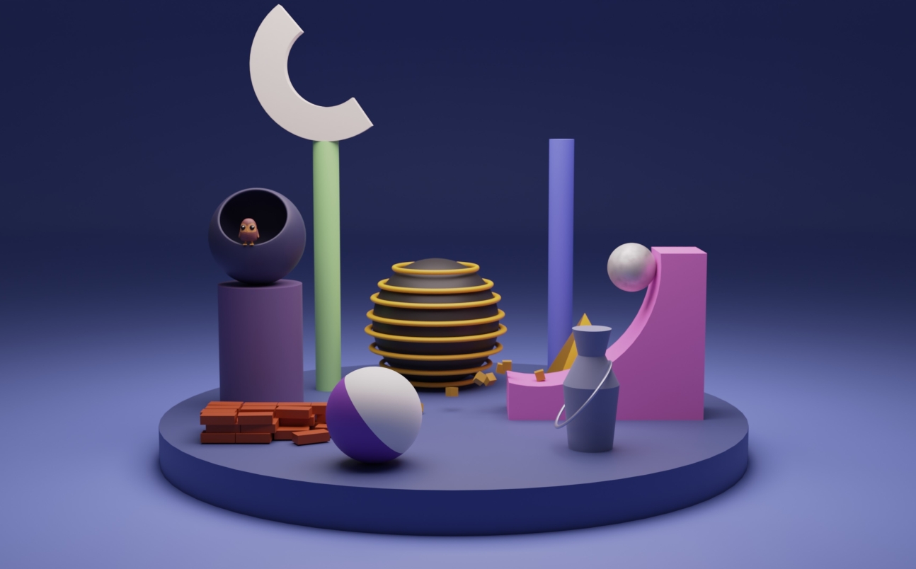 animated objects on a plain.